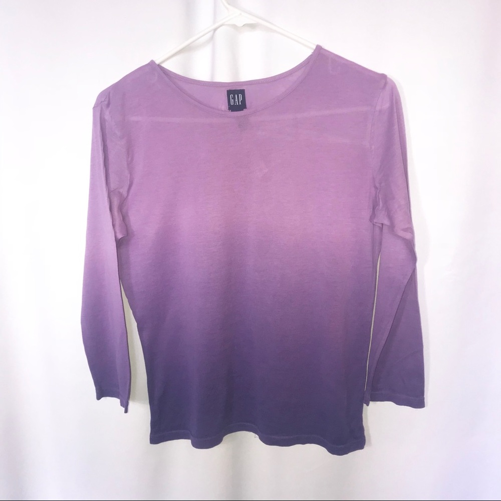 Gap Women Purple Ombré Long Sleeve Shirt Size (M)